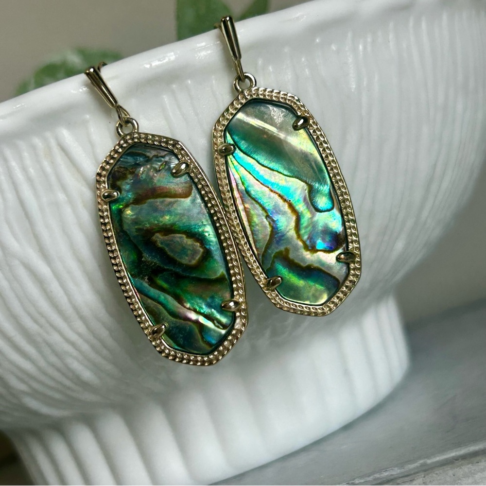 Kendra Scott Iridescent Abalone Earrings with Gold Accents - Picture 2 of 7